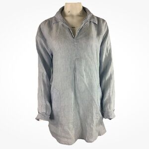 Cp Shades Sz S 100% Linen Travel Beach Vacation Boy Lightweight Shirt Blue